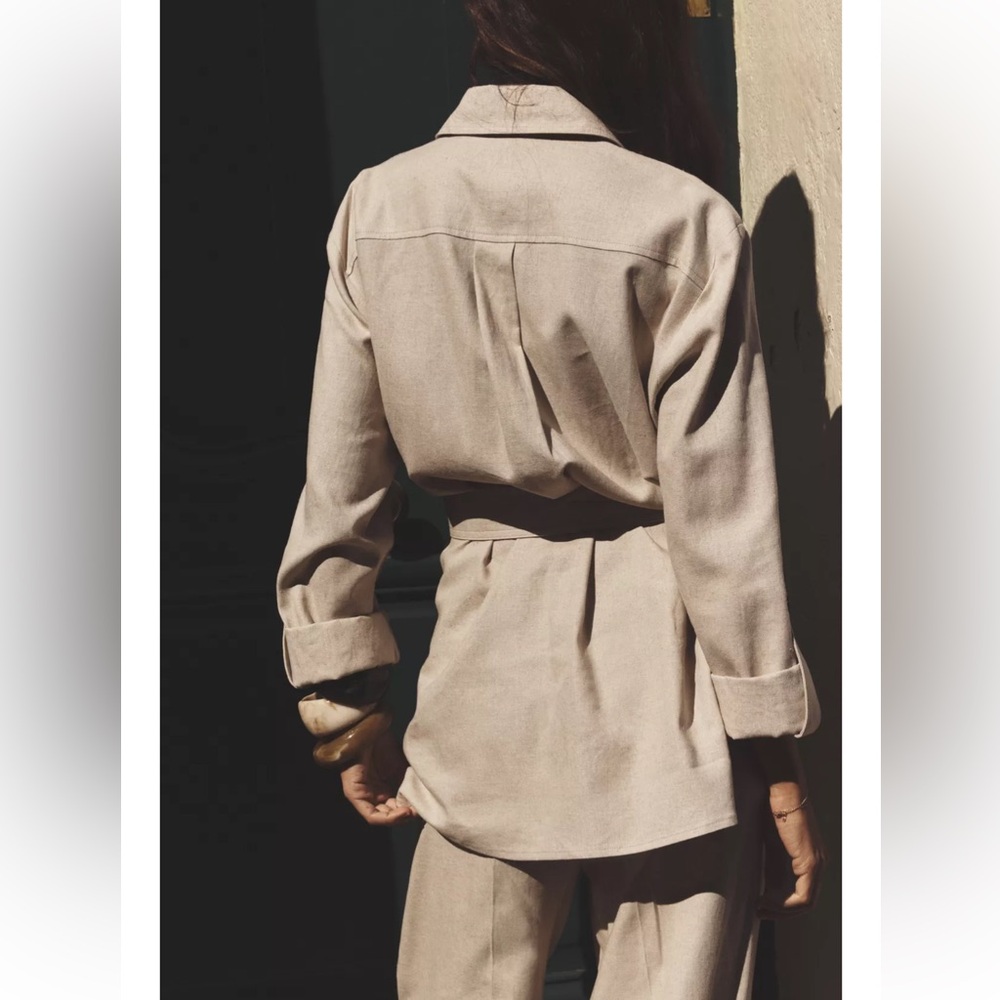 NWT Zara Women's Tan Belted Jacket - Picture 7 of 13